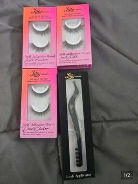 Lilly Lashes Self-Adhesive Faux Mink Lashes Trio with Applicator